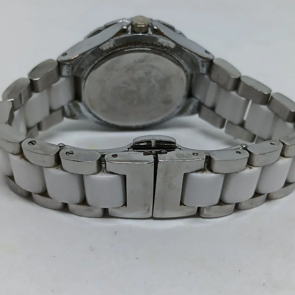 Anne Klein 12/2141 Women's 35mm Silver Tone White Ceramic Changeable Bezel Watch